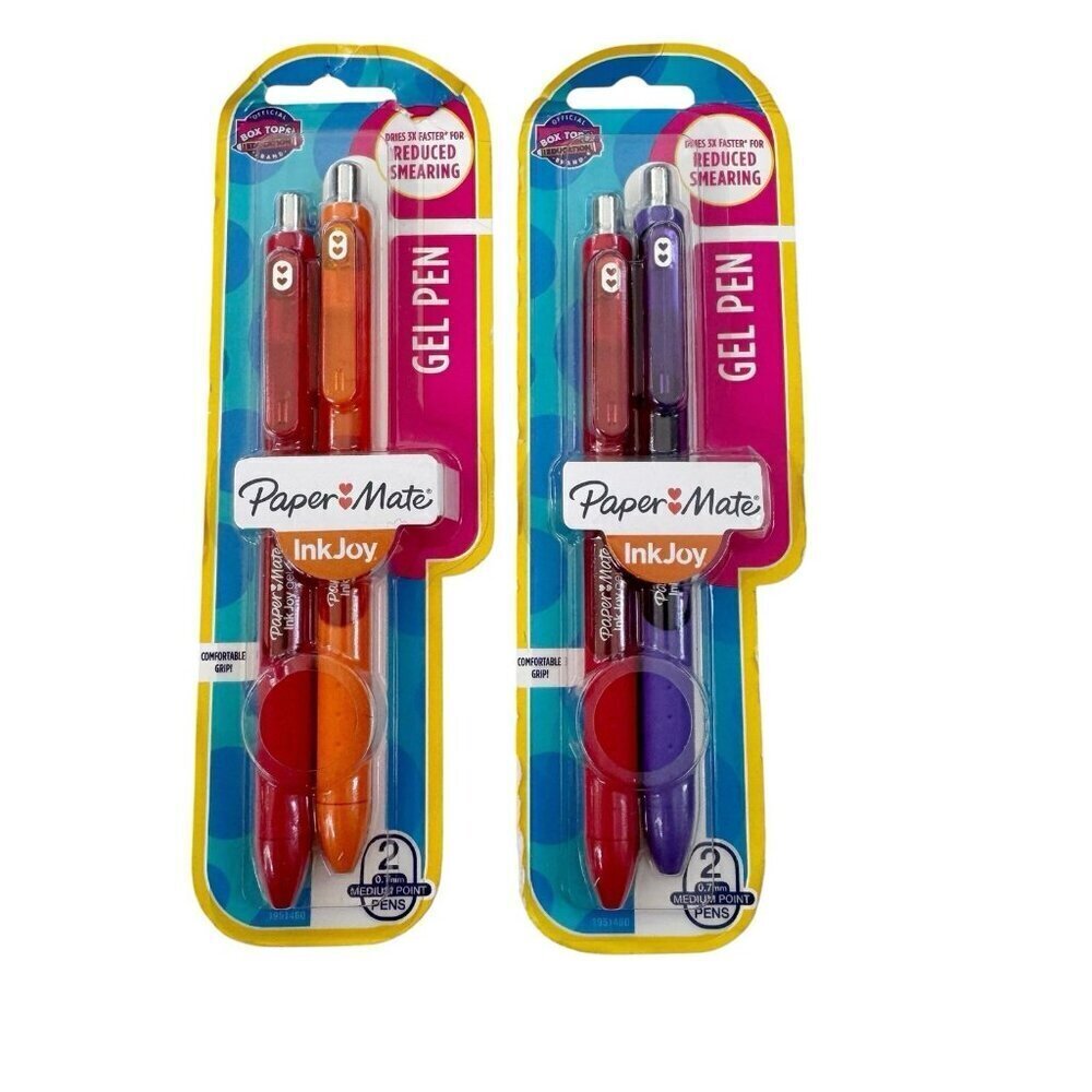 NEW Paper Mate Inkjoy Gel Pens Medium Point .7mm assorted 2 Packages 4 Pens